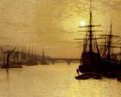 约翰 阿特金森 格里姆肖 : The Thames Below London Bridge
